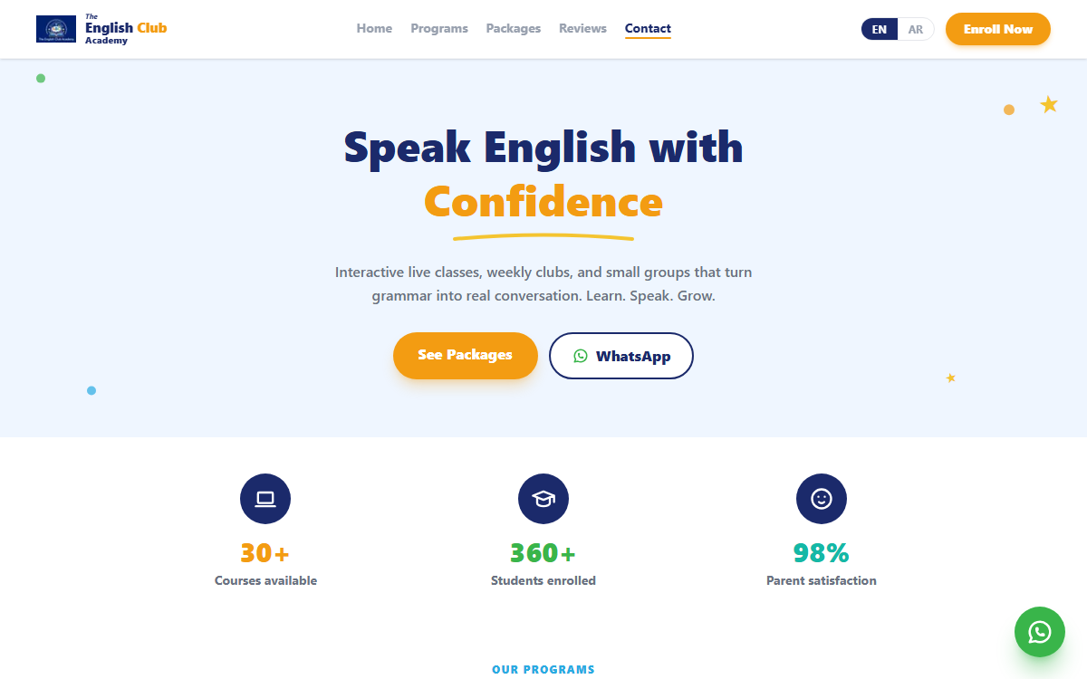 English Club Academy — screenshot